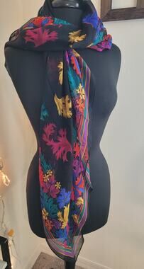 Vintage Italian Leaf Grape Scarf Suzani Inspired 40